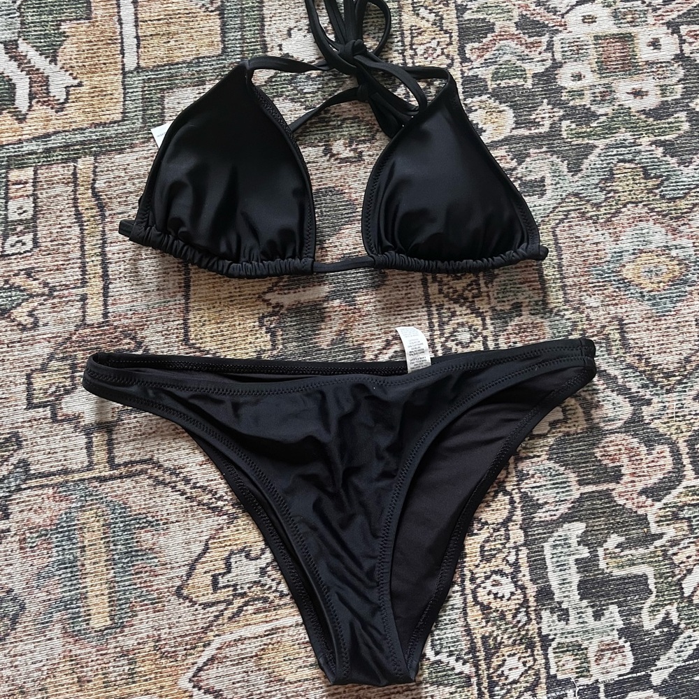 Aerie Black Triangle Bikini Set
